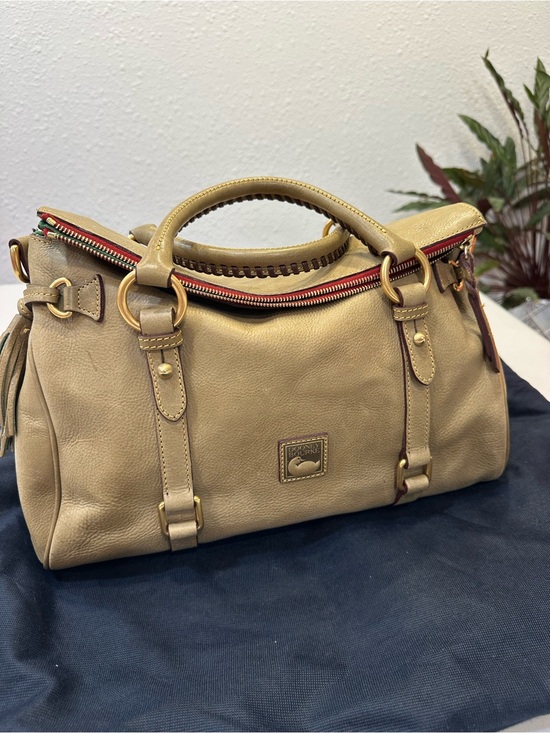 Dooney & Bourke Handbags - Dooney & Bourke Florentine “Fern” Leather Top-Handle Satchel with Red Zip Trim